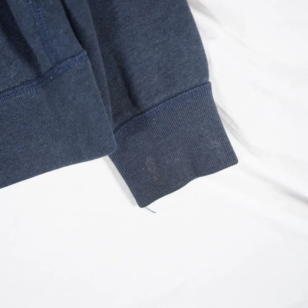 Polo Ralph Lauren Spellout Distressed Hoodie Navy XL Cropped See Measurements